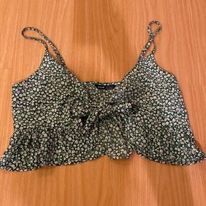 Tie Front Crop Tank Flower